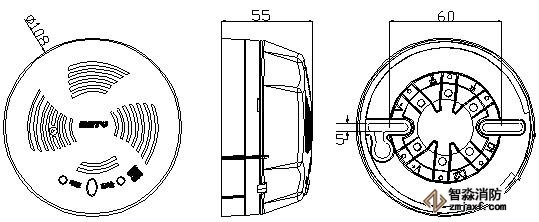 海灣GST-BT（R）001M點(diǎn)型可燃?xì)怏w探測器外形尺寸圖